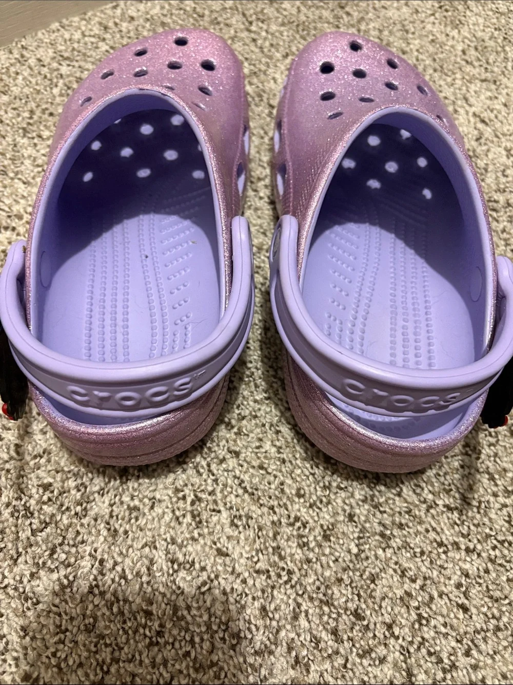 Sparkle Purple Crocs Sandals with Back Strap and Butterfly